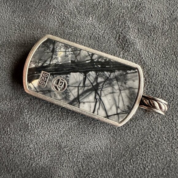 David Yurman XL XLarge Picasso Jasper Dog Tag Pendant - RARE - Picture 8 of 15